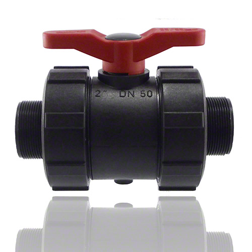 2-ways ball valve PPGF, male thread, EPDM&nbsp; = red handle