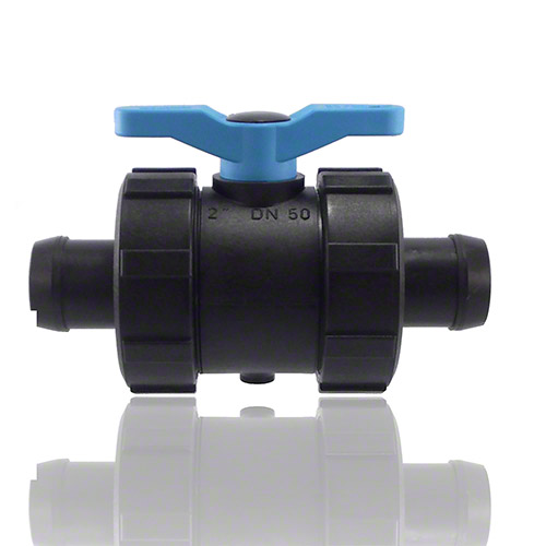 2-ways ball valve PPGF, PE-sockets, FEP/FFPM&nbsp; = blue handle