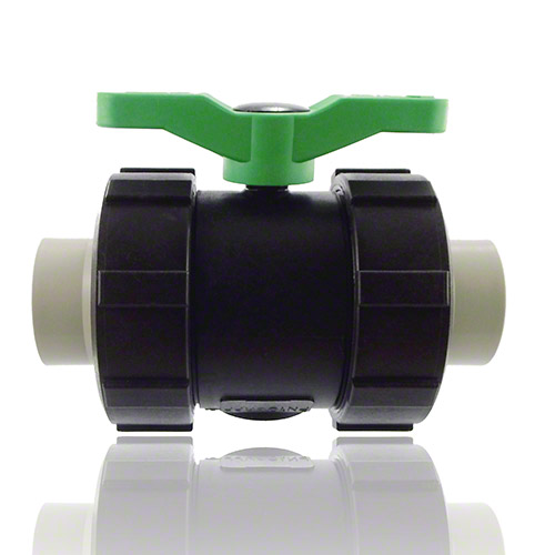 2-ways ball valve PPGF, PP-metric sockets, FPM&nbsp; = green handle