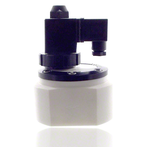 PTFE 2/2 Way Solenoid Valve, normally closed,&nbsp; female threaded socket, 230 V AC, EPDM
