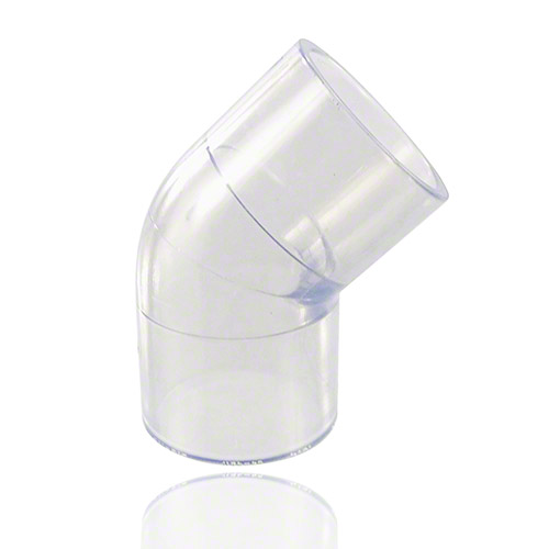 PVC U Transparent Elbow 45&deg; - Inch
