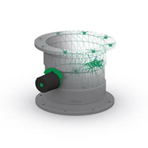 PP-el-s throttle valve with rotary knob and 15&deg; grid, flange on both sides, electrically conductive