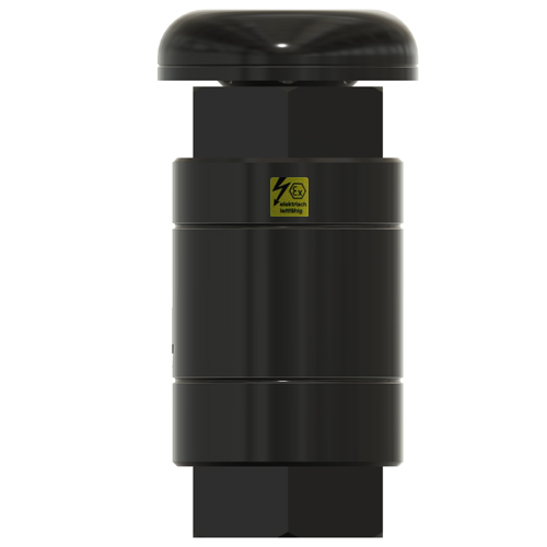 Ventilation valve made of PE-el with cover, spring-loaded