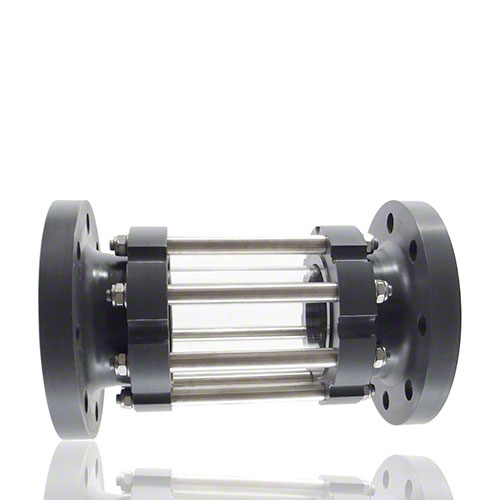 Inspection glasses made of PVC U, with Flange connection, FPM O-Ring