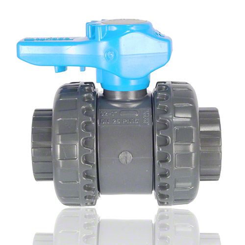 PVC-U&nbsp; 2-Way ball valve, Easyfit/VEEIV, female ends for solvent welding, EPDM