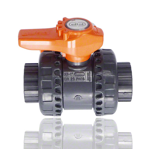 PVC-U&nbsp; 2-Way ball valve, Easyfit VXEFV, BSP threaded female ends, EPDM