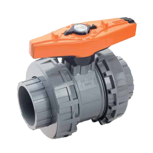 PVC-U&nbsp; 2-Way ball valve, Easyfit/VXE d 75 - d 110 mm, female ends for solvent welding, FPM