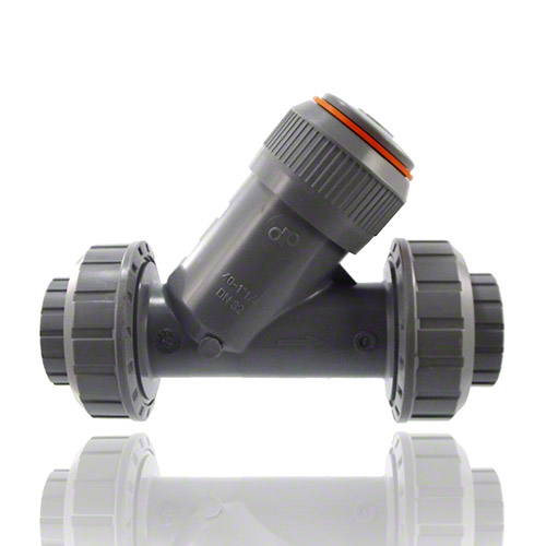 ABS Y Sediment Strainer with female union ends for solvent welding