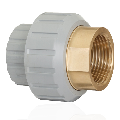 PVC-C / brass&nbsp; - Adaptor union, solvent weld socket, BSP threaded female, EPDM