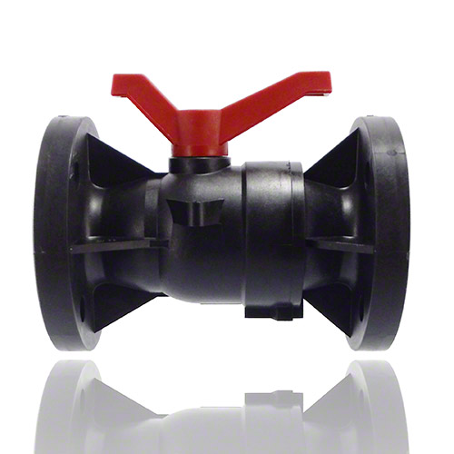 2-ways flanged ball valve PPGF, FEP/FFPM = blue handle