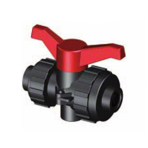 3-ways ball valve PPGF, PP-nozzles, EPDM = red handle