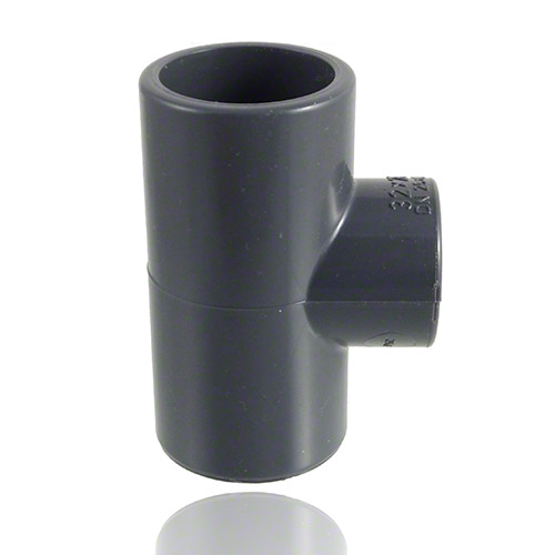 PVC-U Reducing Tee 90&deg;, with reduced branch and solvent weld sockets