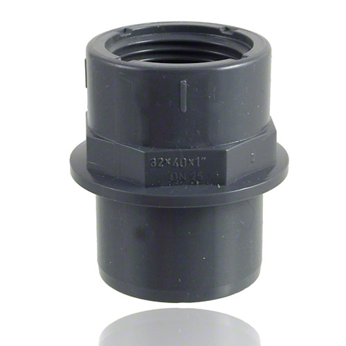 PVC-U Double Adaptor, solvent weld socket - spigot - threaded female end