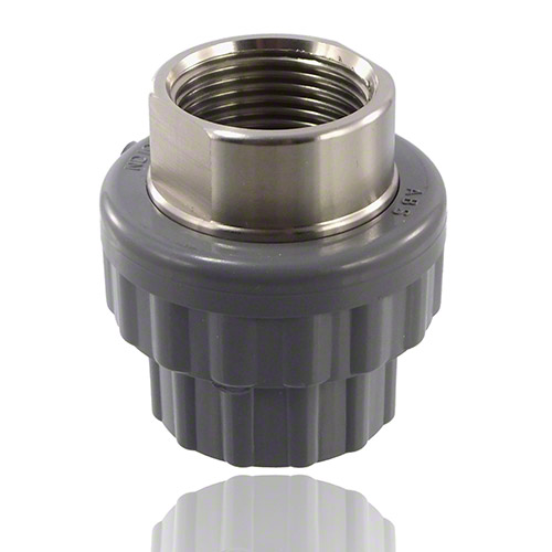 ABS Adaptor Union in PVC-U/stainless steel, female end