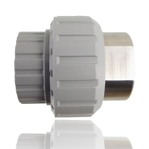 PVC-C / stainless steel&nbsp; - Adaptor union, solvent weld socket, threaded female, EPDM
