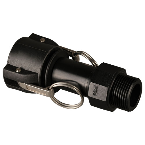 PE-el threaded nipple with camlock female part, electrically conductive