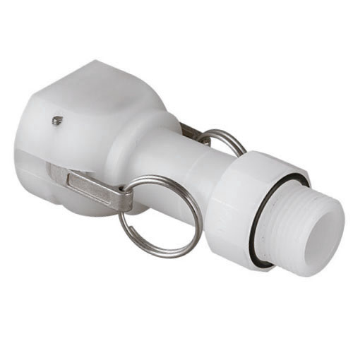 PE-natural threaded nipple with Camlock female part, 10-sided, FDA compliant