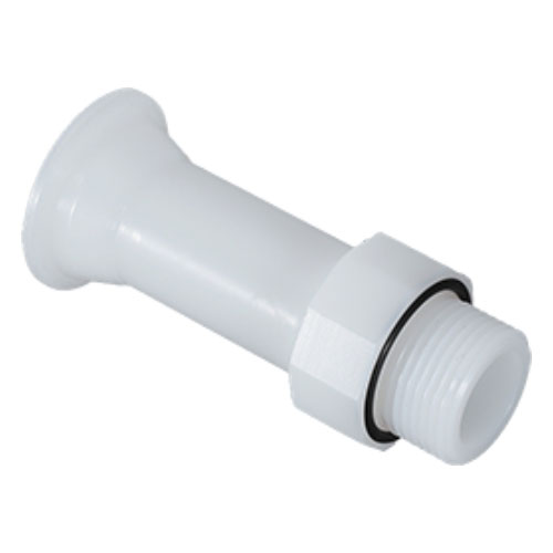 PE-natural threaded nipple with ISO clamp, 10-sided, FDA compliant