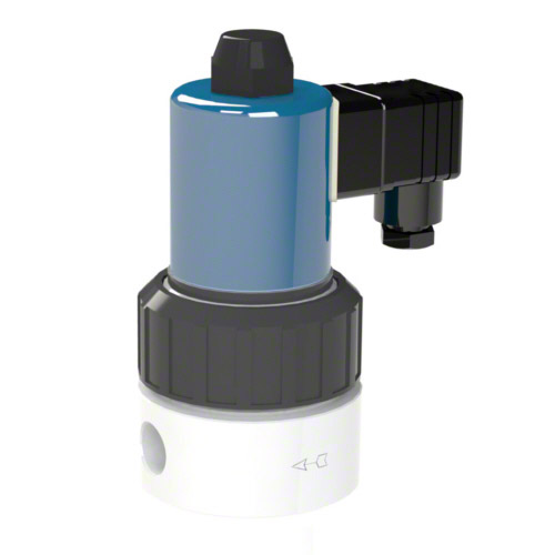 PTFE 2/2 Way Solenoid Valve, normally closed,&nbsp; female threaded socket, 24 V DC, EPDM