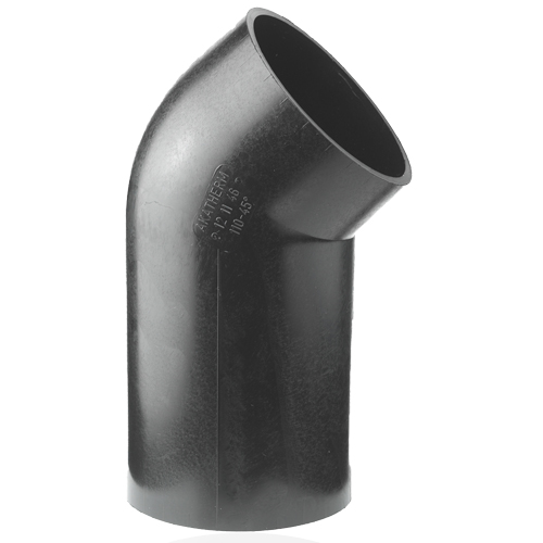 PE-Elbow 45&deg; with long side, for soil & waste systems