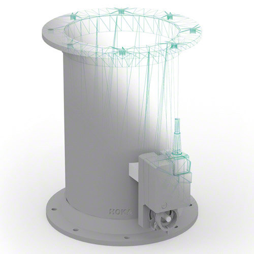 PE&nbsp; control valve with&nbsp; flanges prepared for motor, version 2 with interior stop for damper blade