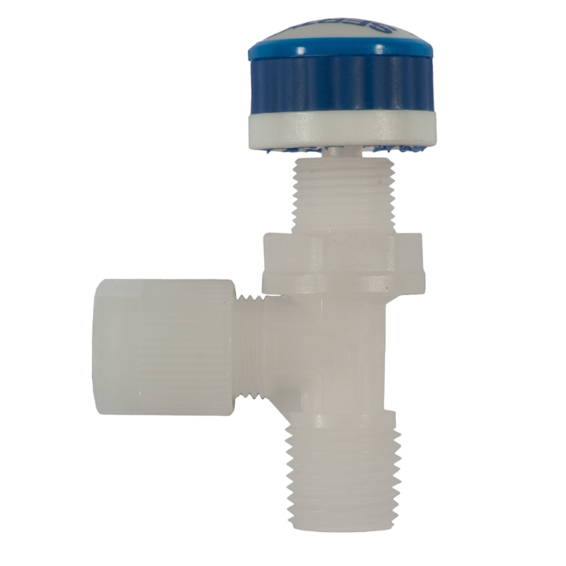 Regulating valve made of PVDF with screw thread and hose connection, type SO NV 22A21EB