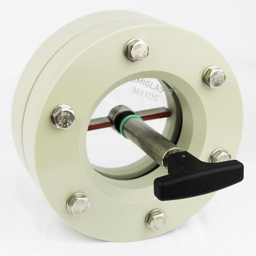 Round sight glass made of PP, with windshield wiper