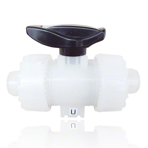 PVDF&nbsp; 2-way ball valve with male ends for socket welding, metric series