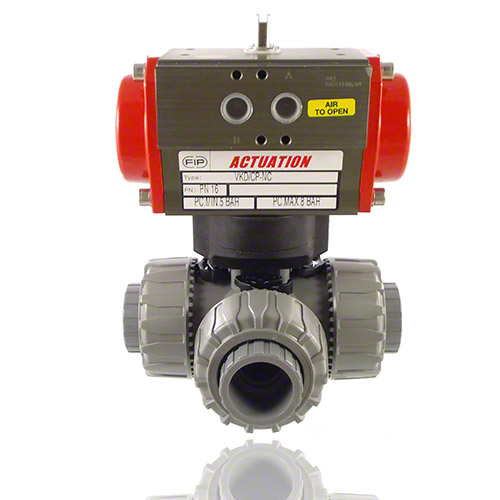 Pneumatically actuated&nbsp; 3-Way Ball Valve / L-bore ball