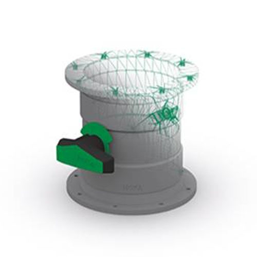 PP-el-s throttle valve with handle and 15&deg; grid, flange on both sides, electrically conductive