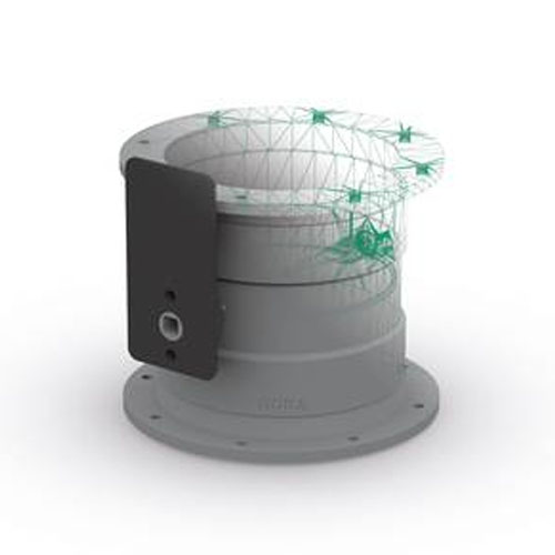 PP-el-s control damper, motor support plate in pipe direction, flange on both sides, electrically conductive