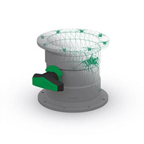 PP-el-s butterfly valve with handle, 15&deg; grid, with seal, flange on both sides, electrically conductive