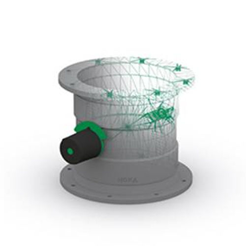 PP-el-s butterfly valve, rotary knob, 15&deg; louvre, seal, flange on both sides, electrically conductive
