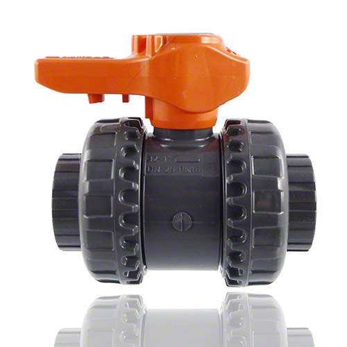 PVC-U&nbsp; 2-Way ball valve, Easyfit/VXE, female ends for solvent welding, EPDM