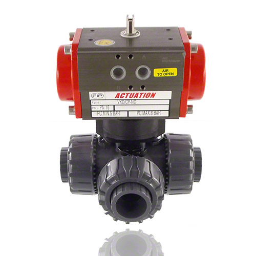 Pneumatically actuated&nbsp; 3-Way Ball Valve / L-bore ball