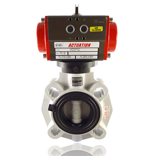 Pneumatically actuated, ABS Butterfly Valve