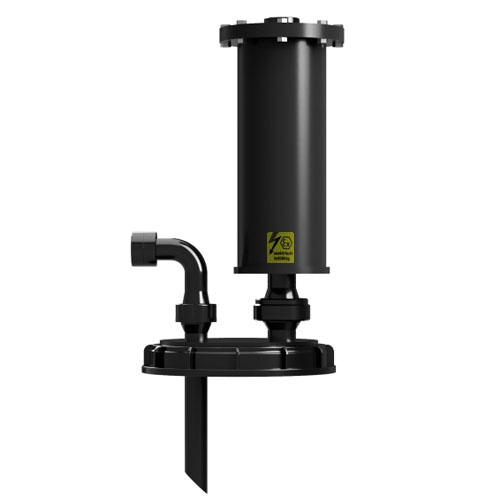 IBC screw cap DN 225 made of PE-el, with acid vapor separator SDA125 and filling connection G1", electrically conductive