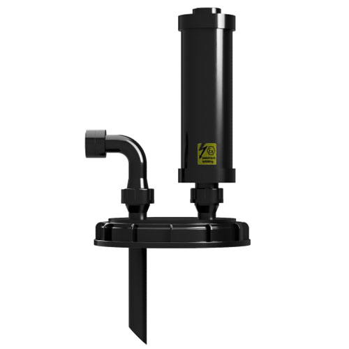 IBC screw cap DN 225 made of PE-el, with acid vapor separator SDA90 1 liter and filling connection G1", electrically conductive