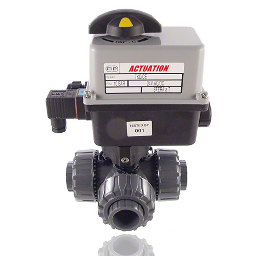 Electrically actuated&nbsp; 3-Way Ball Valve / L-bore ball