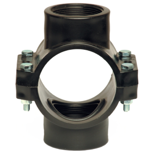 PP Compression fittings type UNIDELTA for PE pipes, double tapping clamp, without reinforcement ring