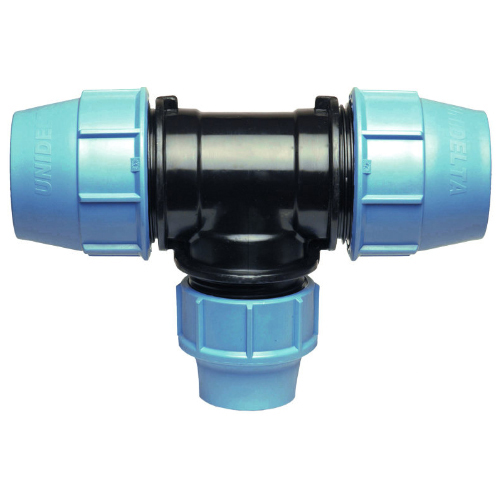 PP Compression fittings type UNIDELTA for PE pipes, T-piece 90&deg; reduced