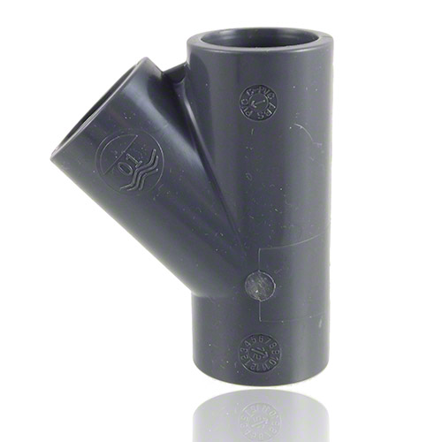 PVC-U Tee 45&deg;, with solvent weld sockets