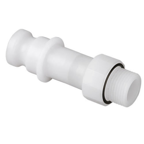 PE-natural threaded nipple with Camlock male part, 10-sided, FDA compliant