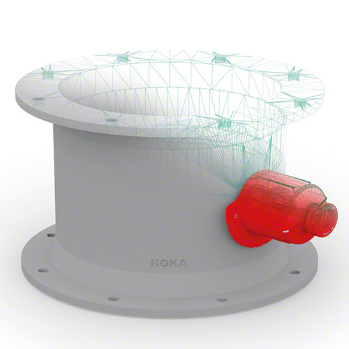 PVC damping valve with knob red both sides with flange adjustable, includes fastening,&nbsp; and lip seal