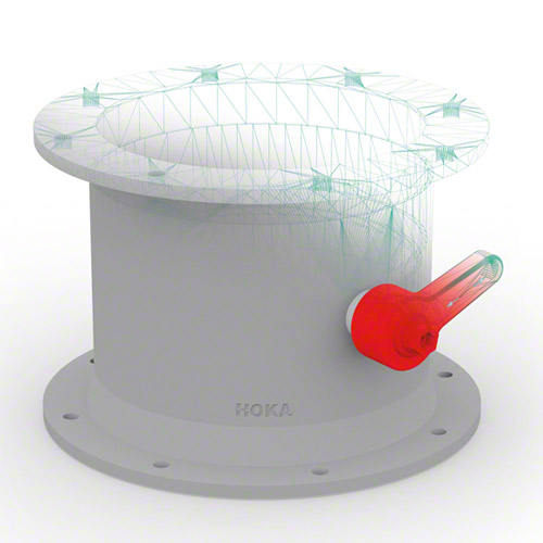 PVC damping valve with handle, both sides with flange